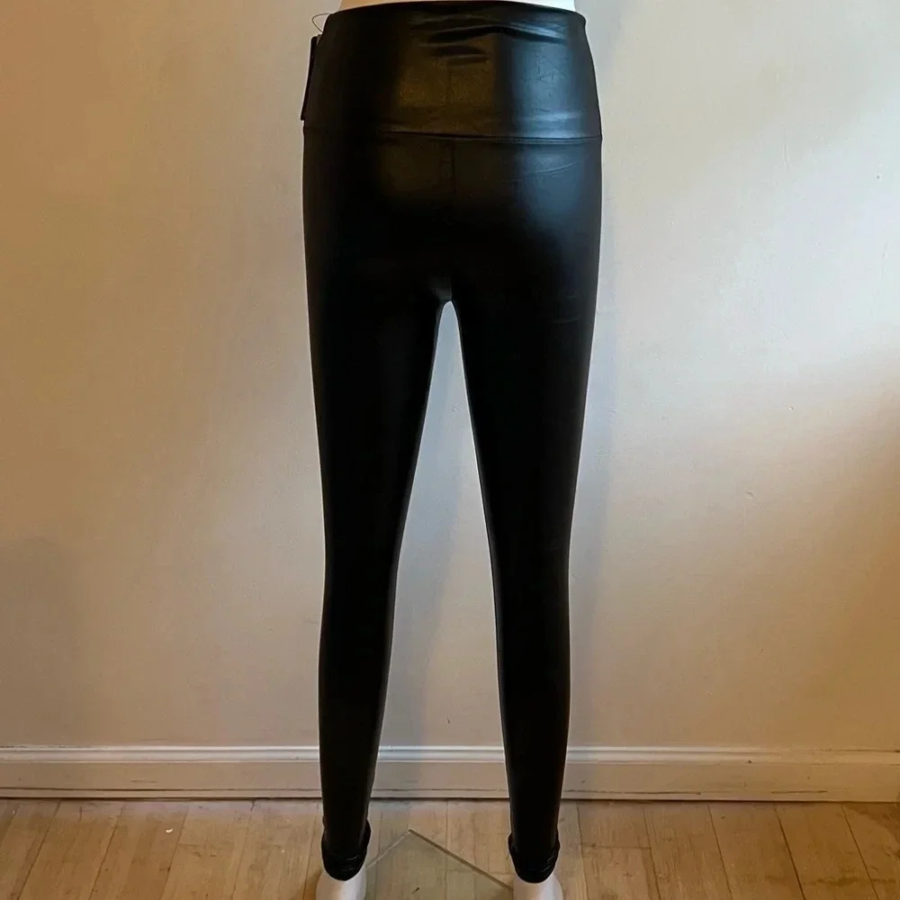 Women’s Black Leggings Faux Leather Stretchy Size S - Picture 9 of 11